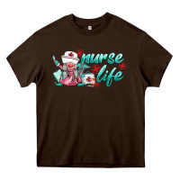Chocolate Brown nurse life gnomies Heavy Core Tee - BarkalooDesign