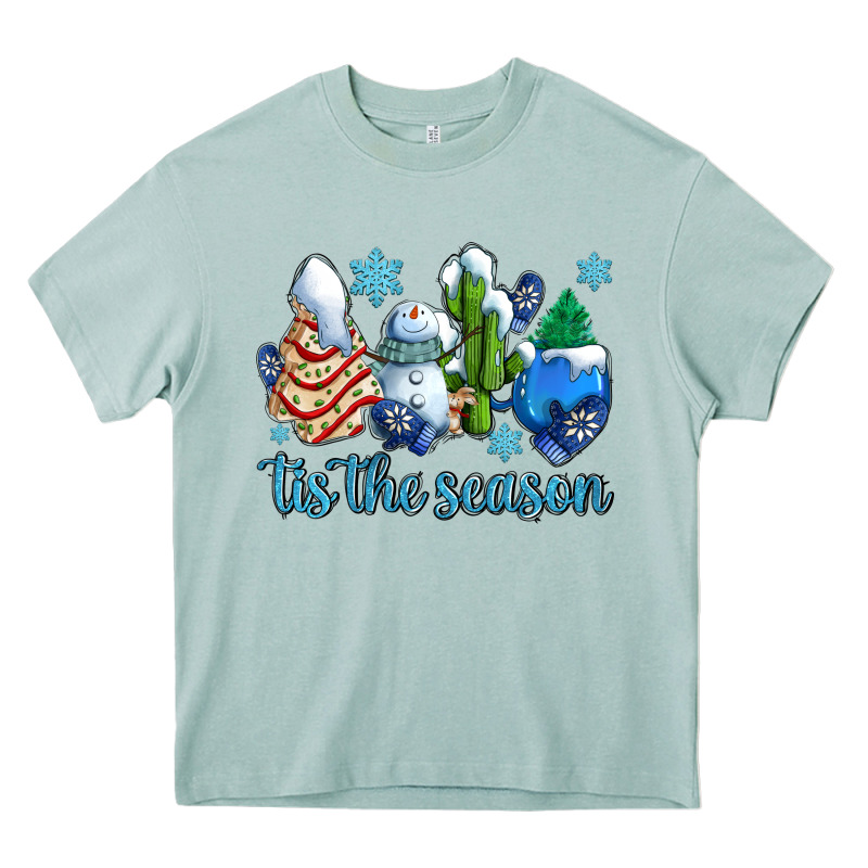 Tis The Season Christmas Tree  Cake Winter And Snowman Heavy Core Tee by AdoDesignShop | Teevron