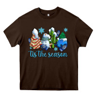 Chocolate Brown tis the season christmas tree  cake winter and snowman Heavy Core Tee - AdoDesignShop