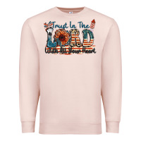 Pale Pink Trust in the lord with all your heart Premium Sweatshirt - FaDigitalArtStudio