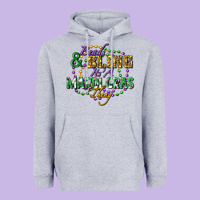 Beads And Bling It's' A Mardi Gras Thing Heavyweight Hoodie Designed By Fadigitalartstudio
