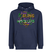 Navy Beads and bling it's' a Mardi Gras thing Heavyweight Hoodie - FaDigitalArtStudio