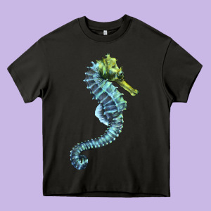 Blue Seahorse Heavy Core Tee Designed By Lillyallendesigns