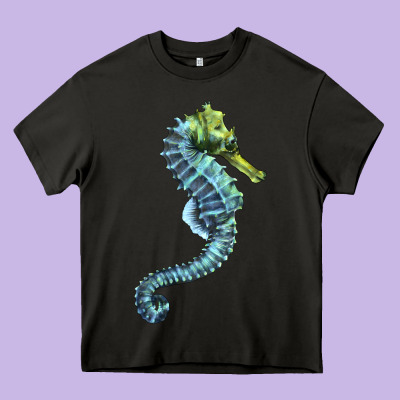 Blue Seahorse Heavy Core Tee Designed By Lillyallendesigns