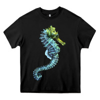 Black Blue Seahorse Heavy Core Tee - LillyAllenDesigns
