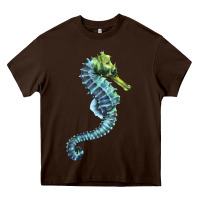 Chocolate Brown Blue Seahorse Heavy Core Tee - LillyAllenDesigns
