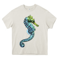 Cream Blue Seahorse Heavy Core Tee - LillyAllenDesigns