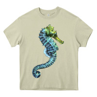 Mossy Blue Seahorse Heavy Core Tee - LillyAllenDesigns