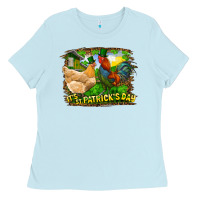 Baby Blue It's St. Patrick's Day Rooster And Chicken Ladies Tee - RanaPortraitStore