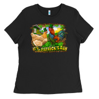 Black It's St. Patrick's Day Rooster And Chicken Ladies Tee - RanaPortraitStore
