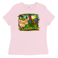 Bubblegum Pink It's St. Patrick's Day Rooster And Chicken Ladies Tee - RanaPortraitStore