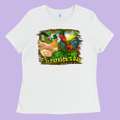 It's St. Patrick's Day Rooster And Chicken Ladies Tee Designed By Ranaportraitstore