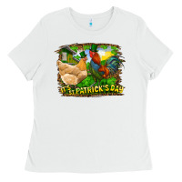 White It's St. Patrick's Day Rooster And Chicken Ladies Tee - RanaPortraitStore