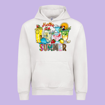 Hello Summer Drink Urban Hoodie Designed By Cowhidedigitalart