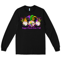 Black happy mardi gras y'all gnomes Long Sleeve Tee - RanaPortraitStore
