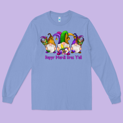 Happy Mardi Gras Y'all Gnomes Long Sleeve Tee Designed By Ranaportraitstore