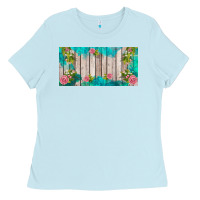 Baby Blue western floral  license plate template Ladies Tee - BarkalooDesign