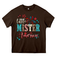 Chocolate Brown little mister america Heavy Core Tee - NancyCooperArtShop
