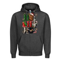 Charcoal Heather ho ho ho heifer cow gnomies Zipper Hoodie - CowGirlArtShop