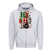 Heather Grey ho ho ho heifer cow gnomies Zipper Hoodie - CowGirlArtShop