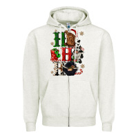 Oatmeal Heather ho ho ho heifer cow gnomies Zipper Hoodie - CowGirlArtShop