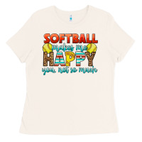 Bone Softball Makes Me Happy You, Not So Much Ladies Tee - LillyAllenDesigns