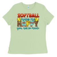 Matcha Softball Makes Me Happy You, Not So Much Ladies Tee - LillyAllenDesigns