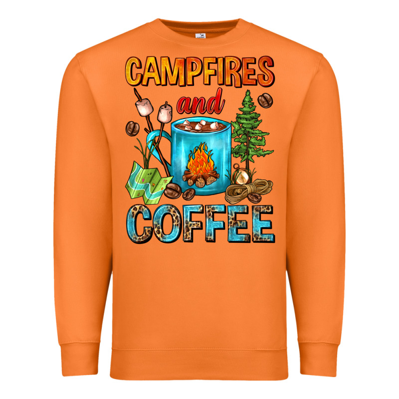 Campfires And Coffee Camping Coffee Premium Sweatshirt by FaDigitalArtStudio | Teevron