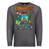 Charcoal Heather Campfires And Coffee Camping Coffee Premium Sweatshirt - FaDigitalArtStudio