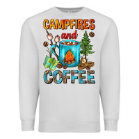 Dove Grey Campfires And Coffee Camping Coffee Premium Sweatshirt - FaDigitalArtStudio
