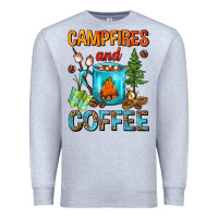 Heather Grey Campfires And Coffee Camping Coffee Premium Sweatshirt - FaDigitalArtStudio