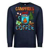 Navy Campfires And Coffee Camping Coffee Premium Sweatshirt - FaDigitalArtStudio