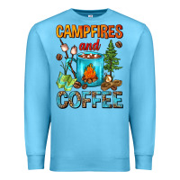 Ocean Blue Campfires And Coffee Camping Coffee Premium Sweatshirt - FaDigitalArtStudio
