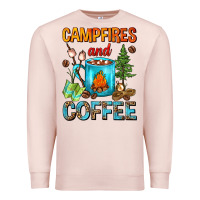 Pale Pink Campfires And Coffee Camping Coffee Premium Sweatshirt - FaDigitalArtStudio