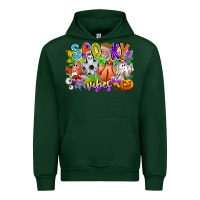 Forest Green Spooky Vibes Ghost Urban Hoodie - CowhideDigitalArt