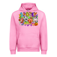 Fuchsia Pink Spooky Vibes Ghost Urban Hoodie - CowhideDigitalArt