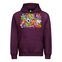 Mauve Wine Spooky Vibes Ghost Urban Hoodie - CowhideDigitalArt
