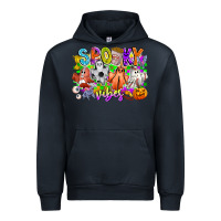 Navy Spooky Vibes Ghost Urban Hoodie - CowhideDigitalArt