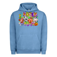 Pigment Pebble Blue Spooky Vibes Ghost Urban Hoodie - CowhideDigitalArt