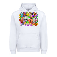 White Spooky Vibes Ghost Urban Hoodie - CowhideDigitalArt