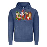 Vintage Denim Christmas gnomes coffee cups Vintage Hoodie - MaliasSmallBusiness