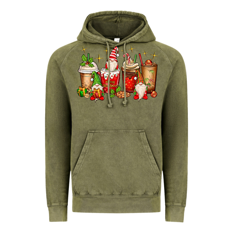Christmas Gnomes Coffee Cups Vintage Hoodie by MaliasSmallBusiness | Teevron