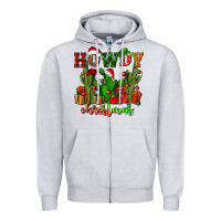 Heather Grey howdy christmas with cactusses Zipper Hoodie - CowGirlArtShop