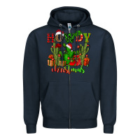 Navy howdy christmas with cactusses Zipper Hoodie - CowGirlArtShop