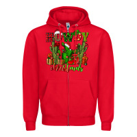 Red howdy christmas with cactusses Zipper Hoodie - CowGirlArtShop
