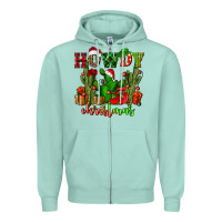 Seafoam howdy christmas with cactusses Zipper Hoodie - CowGirlArtShop