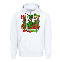 White howdy christmas with cactusses Zipper Hoodie - CowGirlArtShop