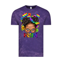 Cloud Purple LGBTQ+ Messy Bun Mom Pride With Flower Vintage Tee - BundleAndBundleShop