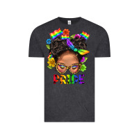 Vintage Black LGBTQ+ Messy Bun Mom Pride With Flower Vintage Tee - BundleAndBundleShop