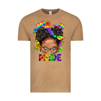 Vintage Camel LGBTQ+ Messy Bun Mom Pride With Flower Vintage Tee - BundleAndBundleShop